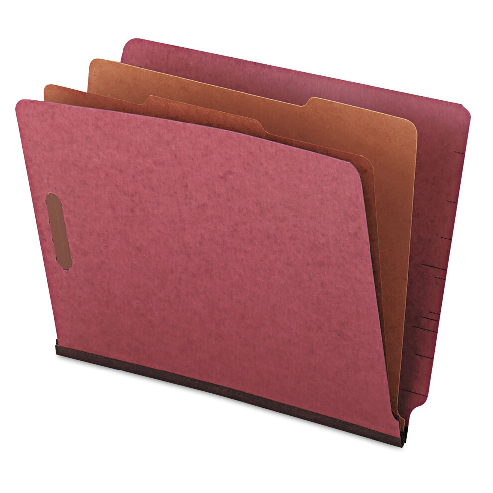 Universal Pressboard End Tab Classification Folders  Letter  Six-Section  Red