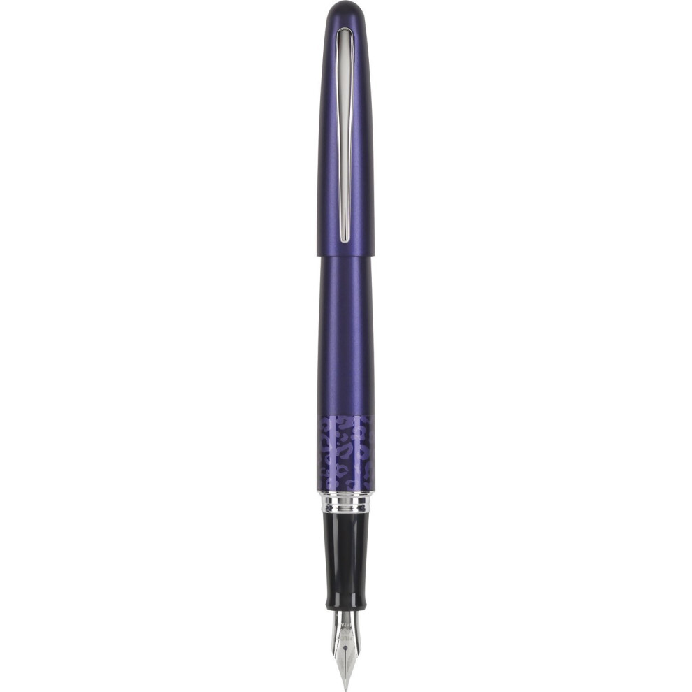 Pilot MR Animal Collection Fountain Pen in Gift Box  Matte Plum Barrel with Leopard Accent  Fine Point Stainless Steel Nib  Refillable Black Ink (9113