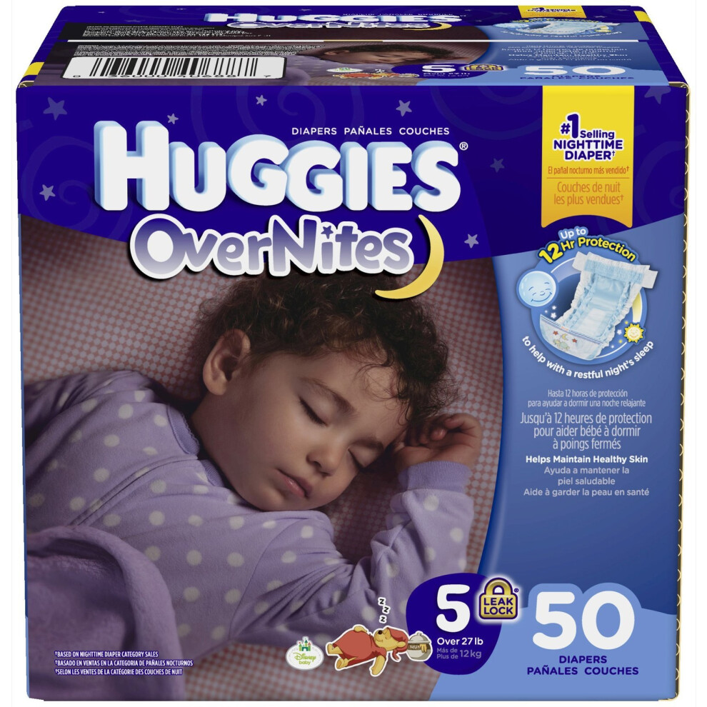 Huggies Overnites Diapers  Size 5  50 Count