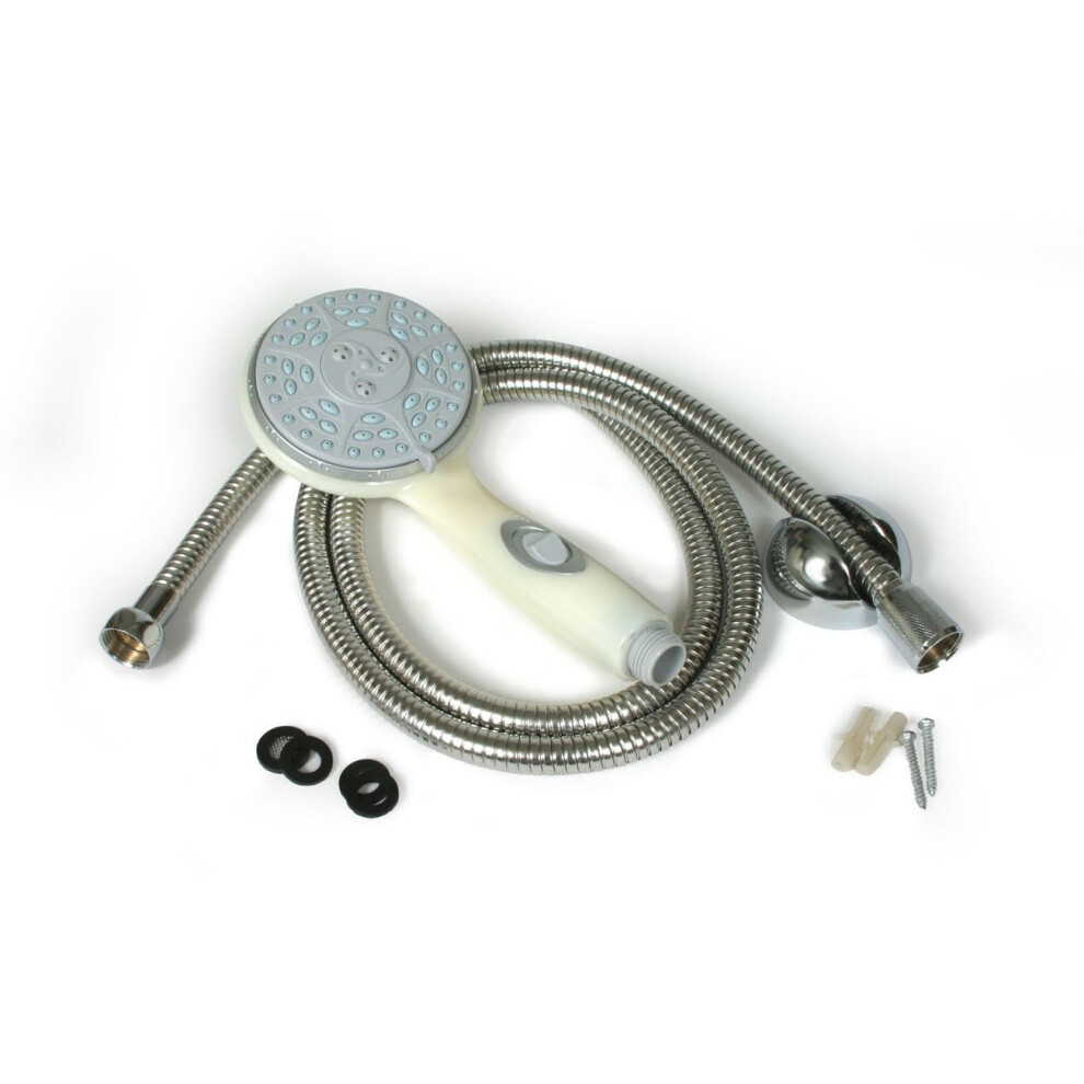 Camco 43715 Rv Shower Head Kit With On/Off Switch And 60"""" Flexible Shower Hose (Off-White) 014717437158