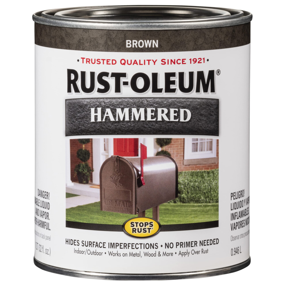 Rust-Oleum 239073 Stops Rust Hammered Finish Paint  Quart  Brown 32 Fl Oz (Pack of 1)