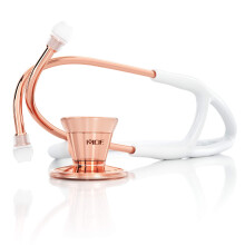 MDF Instruments Rose Gold ProCardial Cardiology Stethoscope Stainless Steel Adult Dual Head White Tube Rose Gold Chestpiece-Headset MDF797RG29