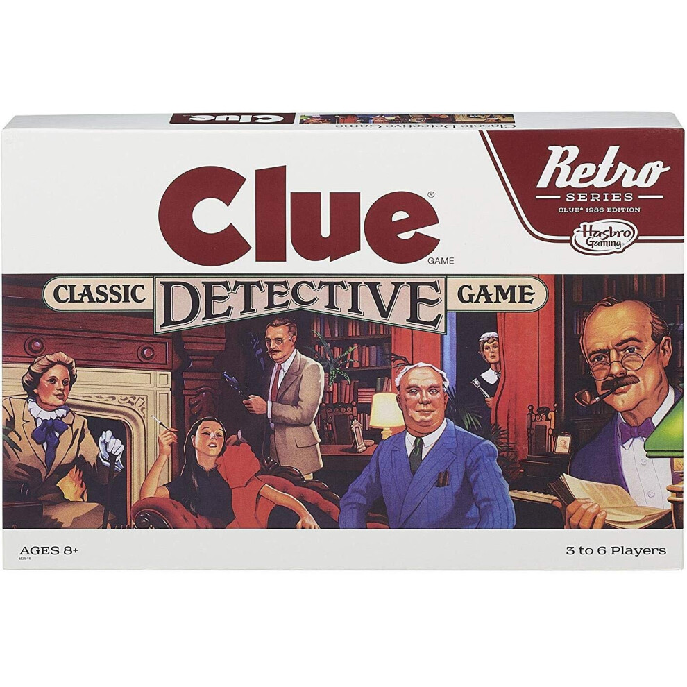 Hasbro Gaming Retro Series Clue 1986 Edition Board Game  Classic Mystery Games for Kids  Family Board Games for 3-6 Players  Family Games  Ages 8+