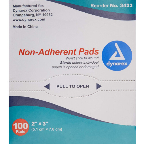 Dynarex Compresse Non-Adhérentes, Stériles, 2x3, Boîte/100