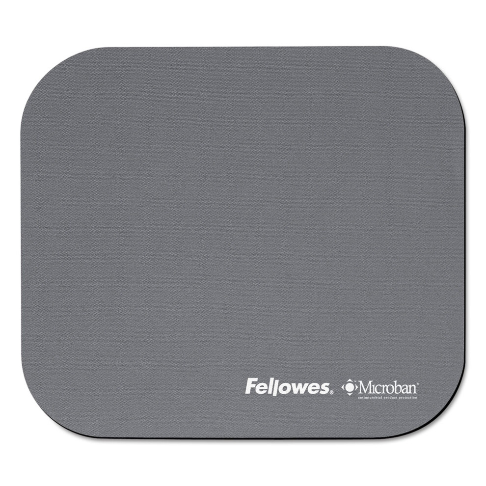 Fellowes 5934001 Mouse Pad w/Microban  Nonskid Base  9 x 8  Graphite