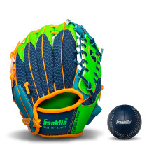 Gants de Baseball Franklin Sports - Gant Tball Meshtek Enfant + Balle - Set Mitt Teeball Garçons + Filles - Droitier - 9,5" - Marine/L