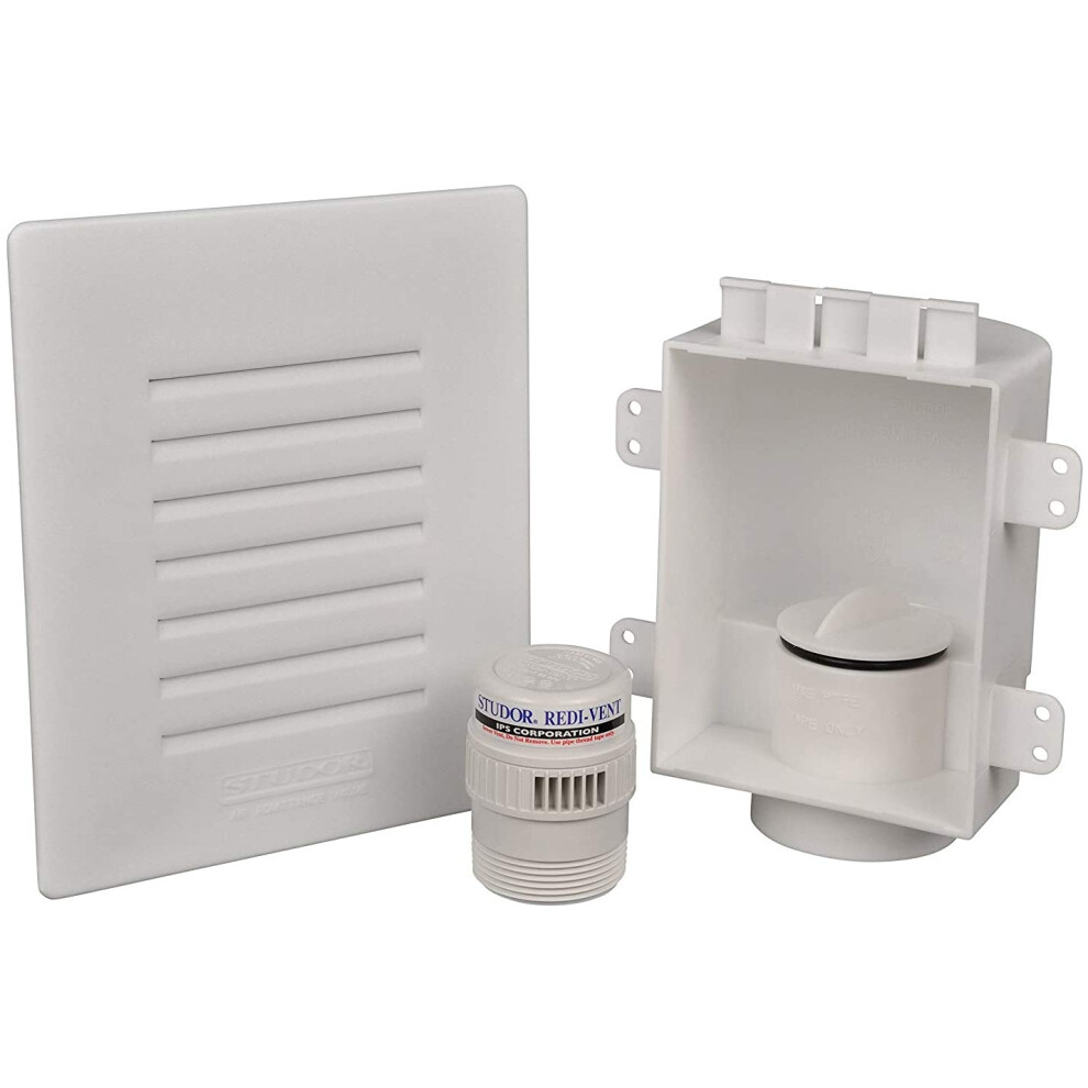 Studor 20381 Redi-Vent Air Admittance Valve With Recessed Box And Grill, White 764651203813