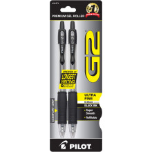 Stylos à bille gel Pilot G2 Premium, Pointe ultra fine 0,38 mm, Pack de 12, Rouge