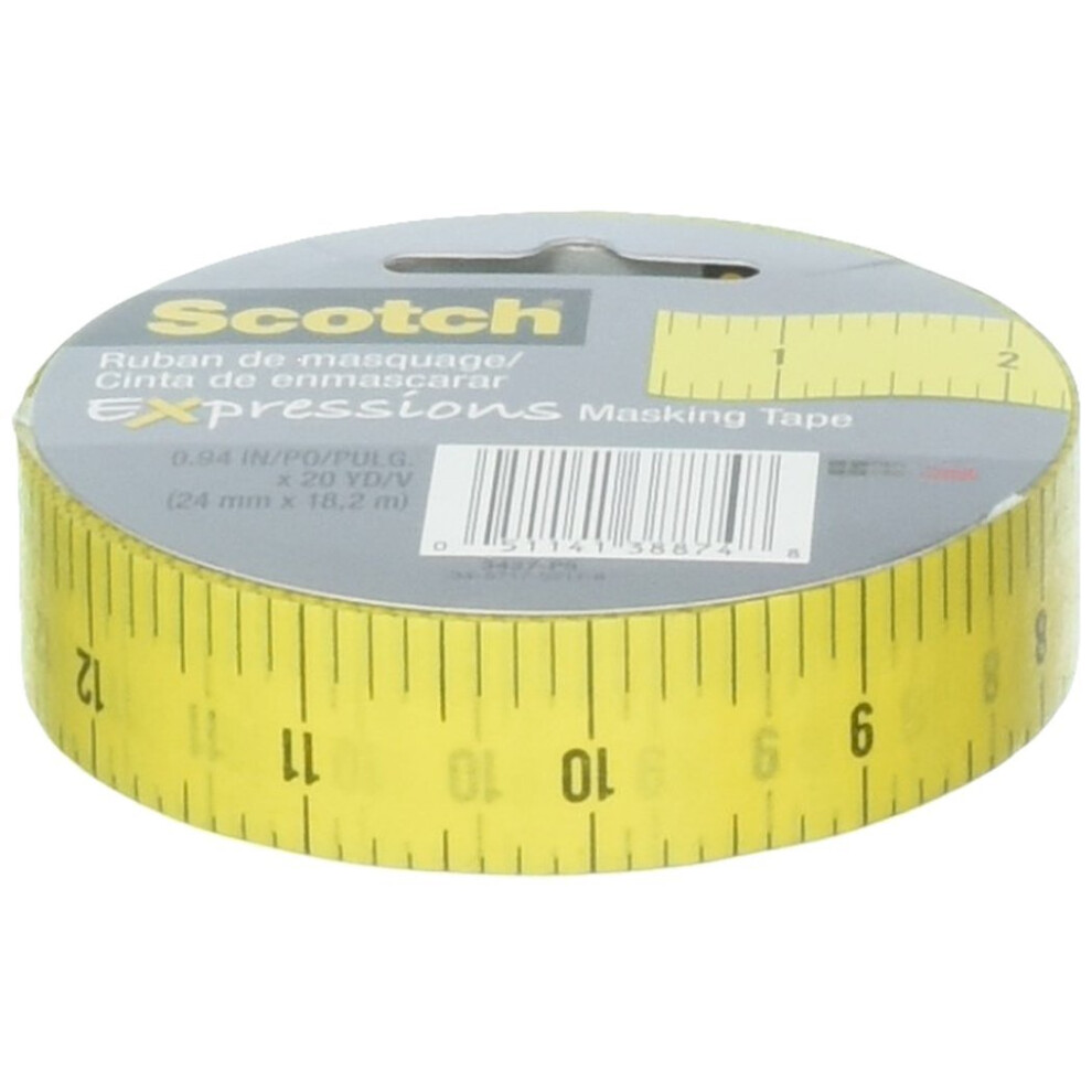 Scotch Brand MASKING TAPE MEASURE .94X20YD  0.94 in x 20 yds  Multicolor