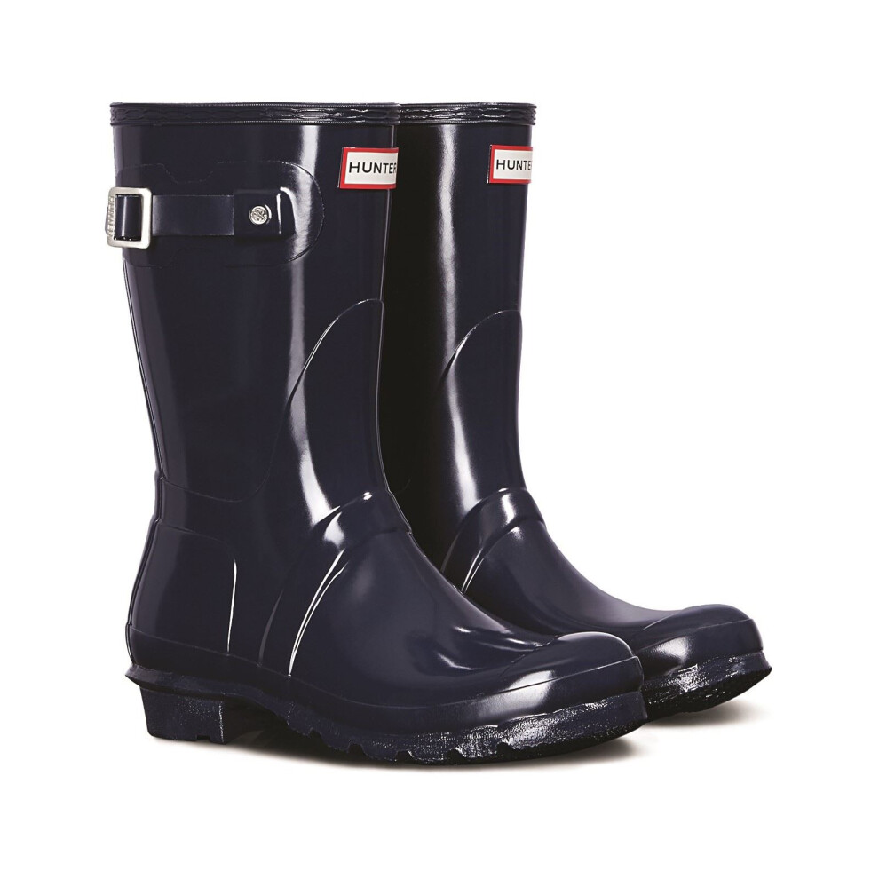Hunter (, 7 (Adults')) Original Short Gloss Rubber Women's Navy Wellington Boots Blue