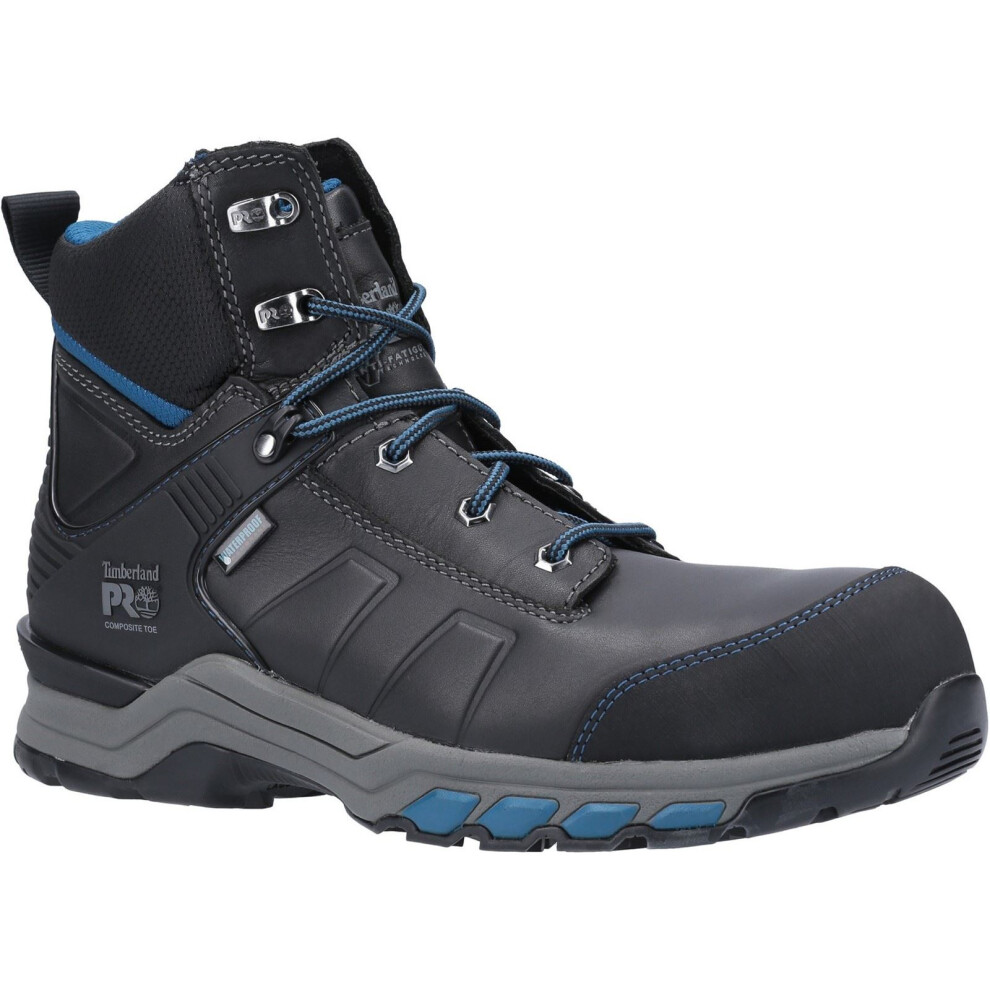 (Black, 10.5 (Adults')) Timberland Pro Hypercharge Work Leather Black/Teal Safety Boots