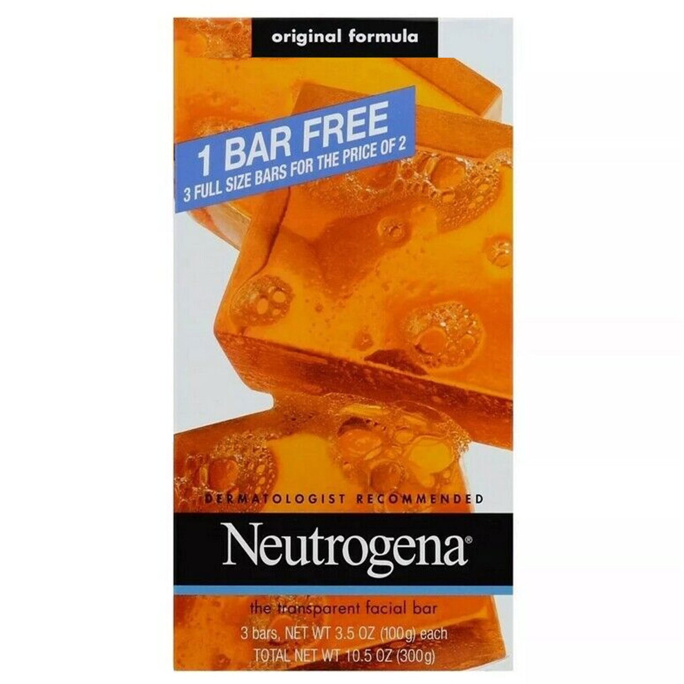 Neutrogena Transparent Facial Bar Bonus Pack  Original Formula - 3 ea