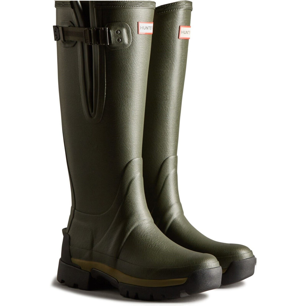 (Green, 7 (Adults')) Hunter Balmoral Adjustable Rubber Women's Dark Olive Wellington Boots