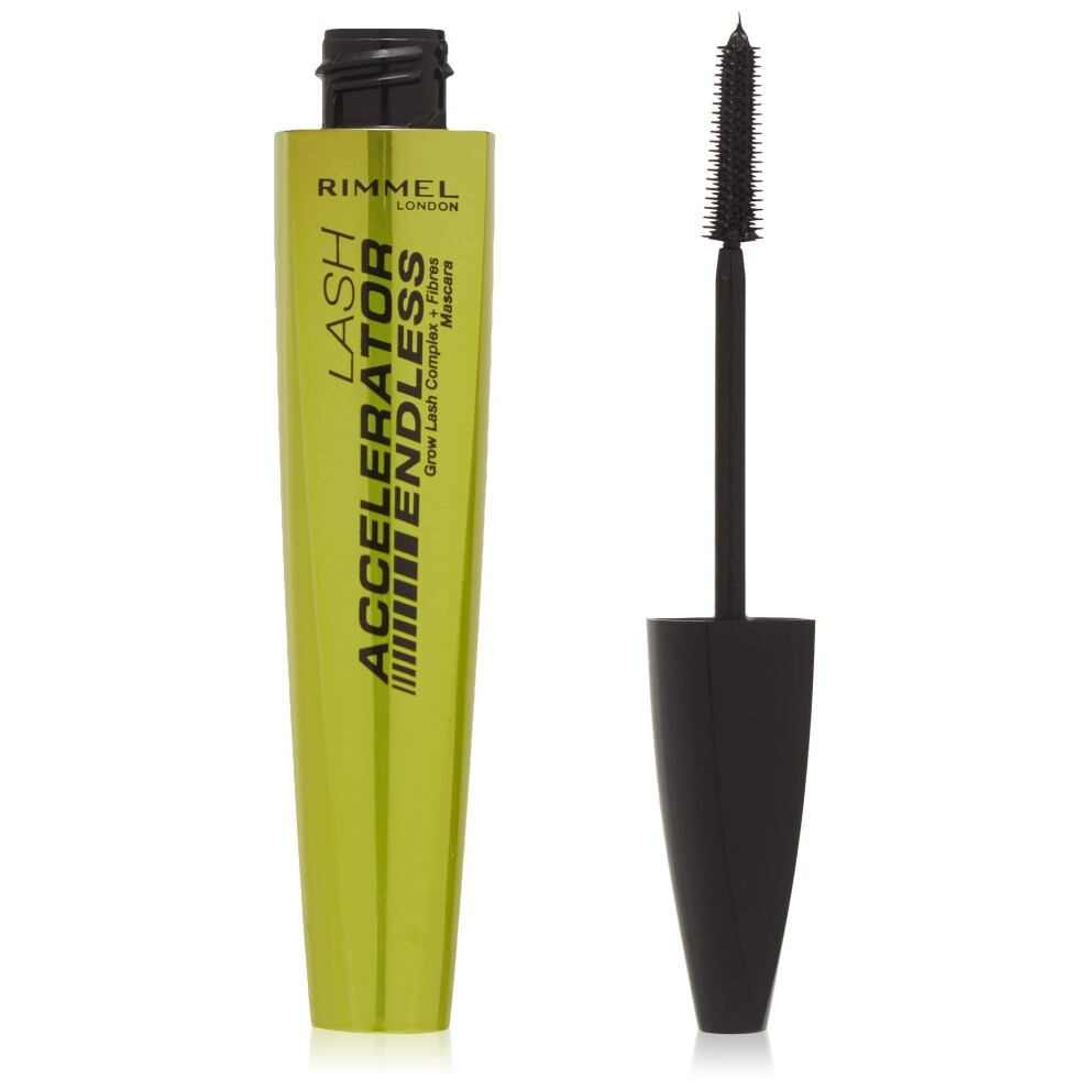 Rimmel London Lash Accelerator Endless Volume Mascara  Micro-Fiber Formula  No Clumps  Grow-Lash Complex  003  Extreme Black  0.33 oz