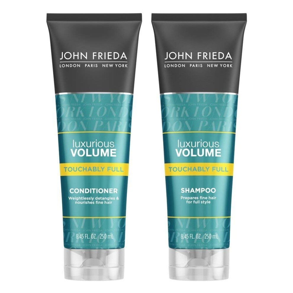 John Frieda Luxurious Volume Touchably Full Lightweight Shampoo and Conditioner Set for Natural Fullness  8.45 Ounces  Volumizing Shampoo and Conditio