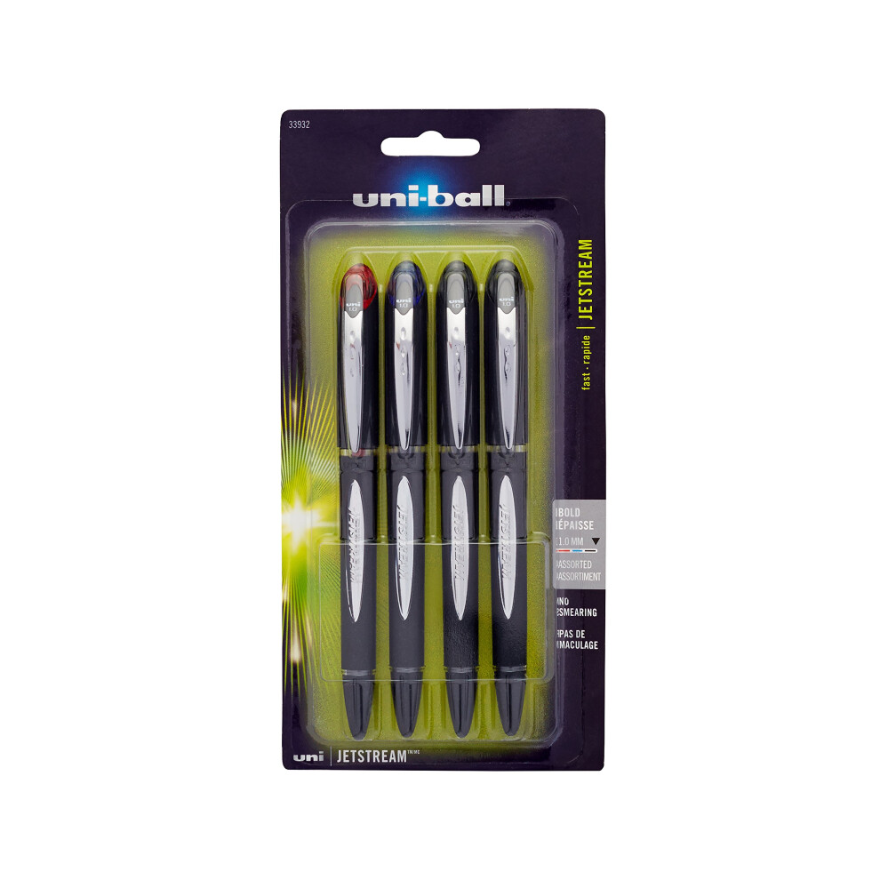 Uniball Jetstream Stick Pen 4 Pack  1.0mm Medium Assorted Pens  Ballpoint Pens  Ballpoint Ink Pens | Office Supplies  Ballpoint Pen  Colored Pens  Fin