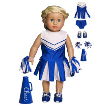 American Fashion World Blue Cheerleading Outfit pentru papu?i de 18 inci | Accesorii incluse | Calitate premium ?i design la moda | Haine de papu