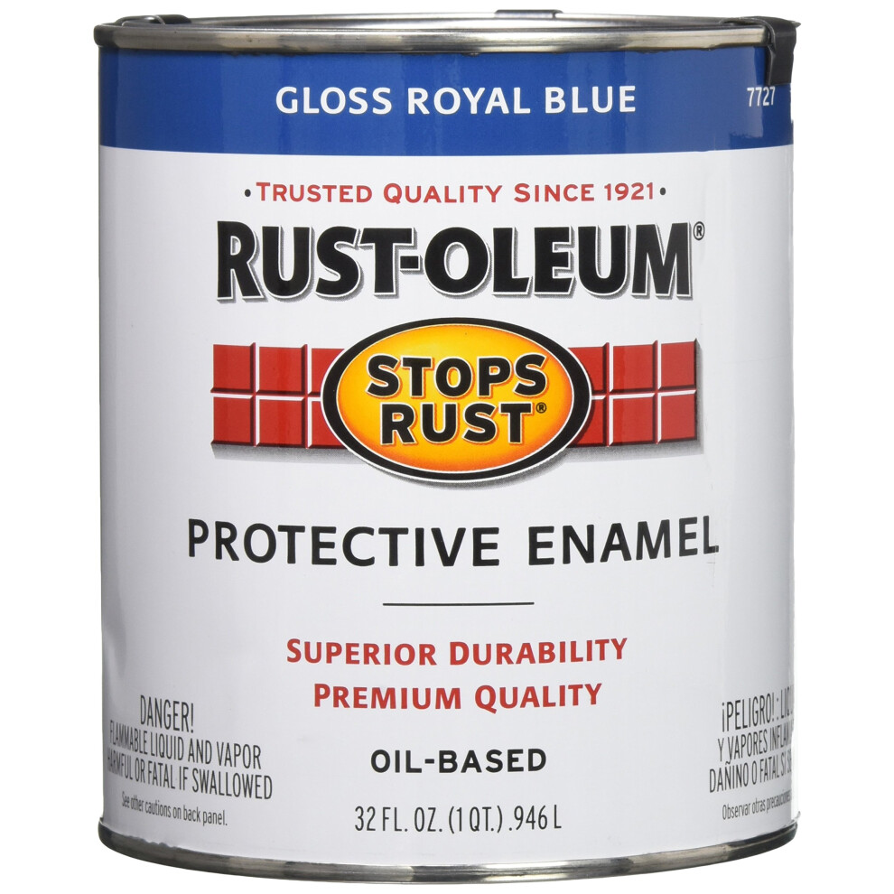 Rust-Oleum 7727502 Stops Rust Brush On Paint  Quart  Gloss Royal Blue