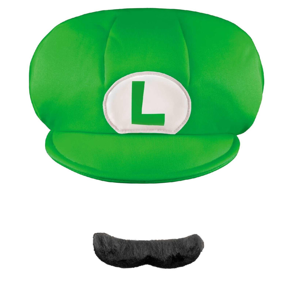 Nintendo Disguise Super Mario Brothers Luigi Child Hat And Mustache One Size Child Green