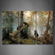 Art mural d'ours noir jouer dans une toile d'arbre brisee de foret peignant l'image imprime sur toile images d'animaux pour decoration de decorat