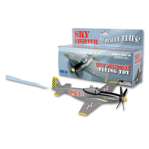 Daron Sky Fighter Flying Toy on a String Grey
