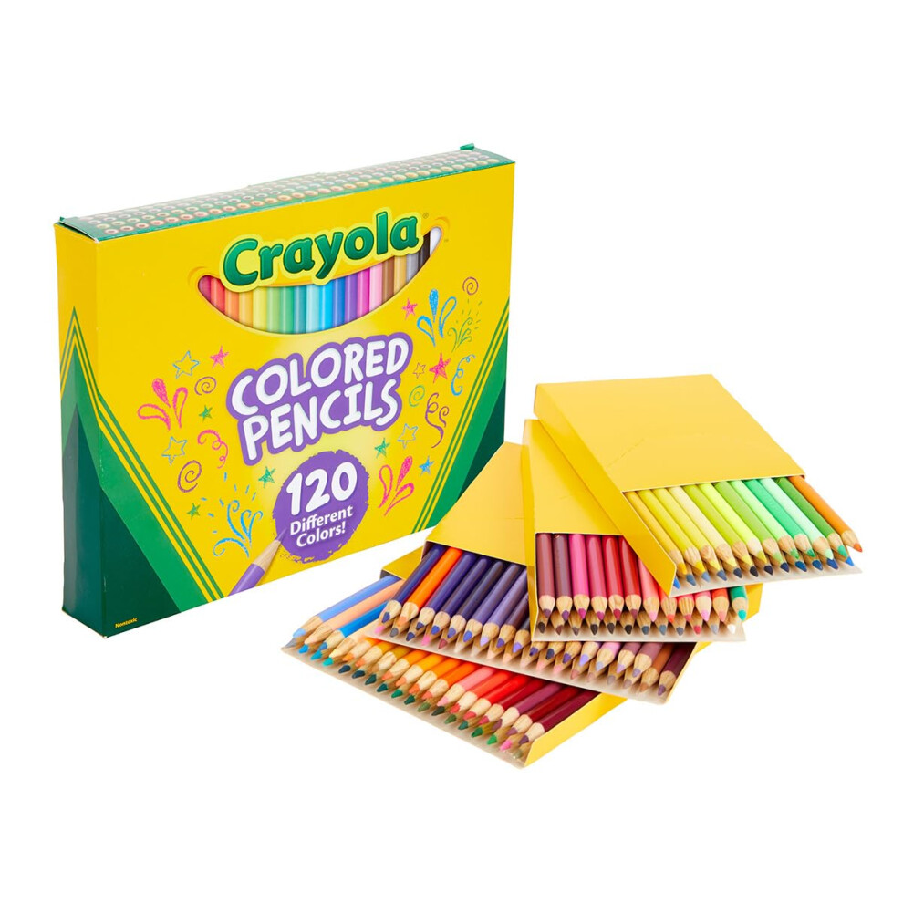 Crayola Colored Pencils Set (120ct)  Coloring Book Pencils  Kids Art Supplies  Bulk Colored Pencils  Presharpened  Holiday Gifts  Ages 3+