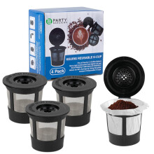 Feestkoopjes 4 herbruikbare K-Cups-filter - voor Keurig 1.0-brouwers Milieuvriendelijk Universele pasvorm Hervulbare koffiefilters voor ?n kop Roestv