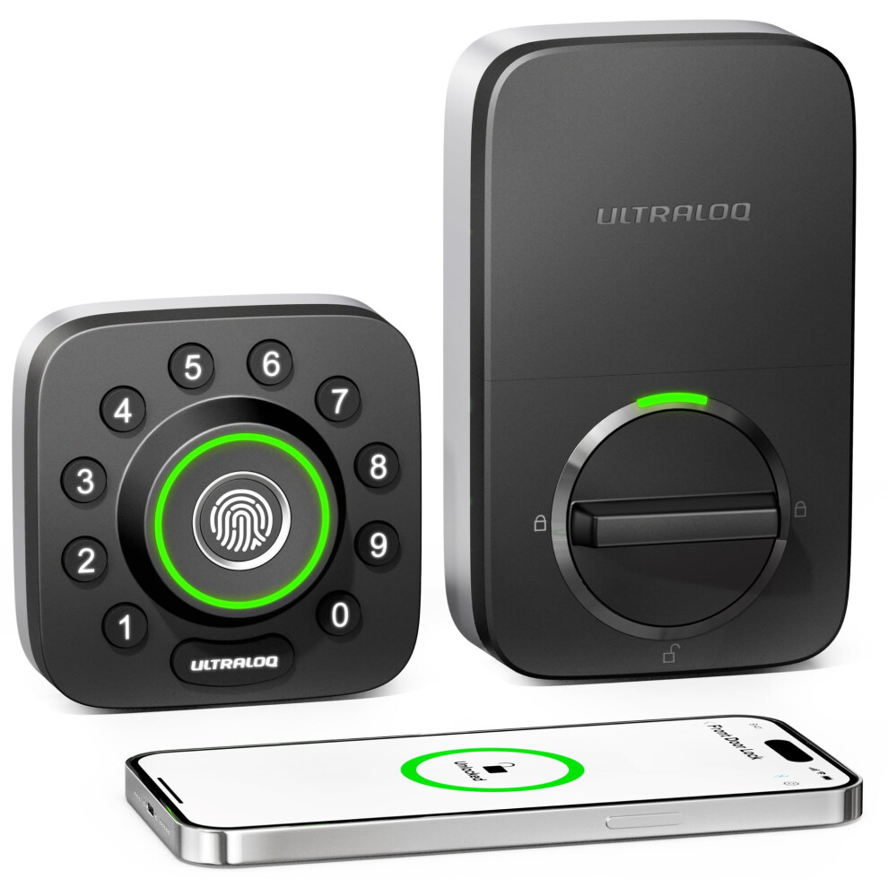ULTRALOQ Smart Lock U-Bolt Pro  7-in-1 Fingerprint Keyless Entry Door Lock with App Control  Anti-peep Keypad  Auto Unlock  Auto Lock  IP65 Waterproof