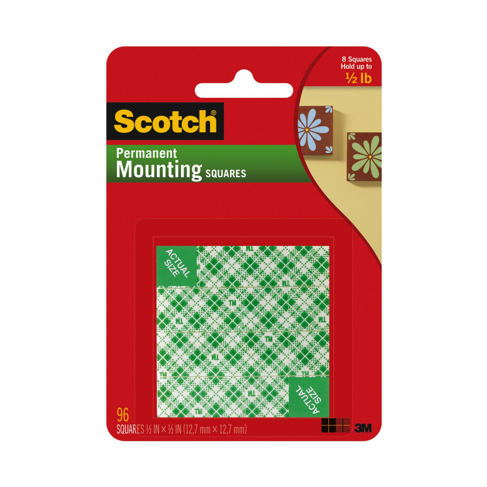 Scotch Mounting  Fastening & Surface Protection  White  Scotch Indoor Mounting x 1/2-inch  96-Squares (111-SML)  1/2""x05""