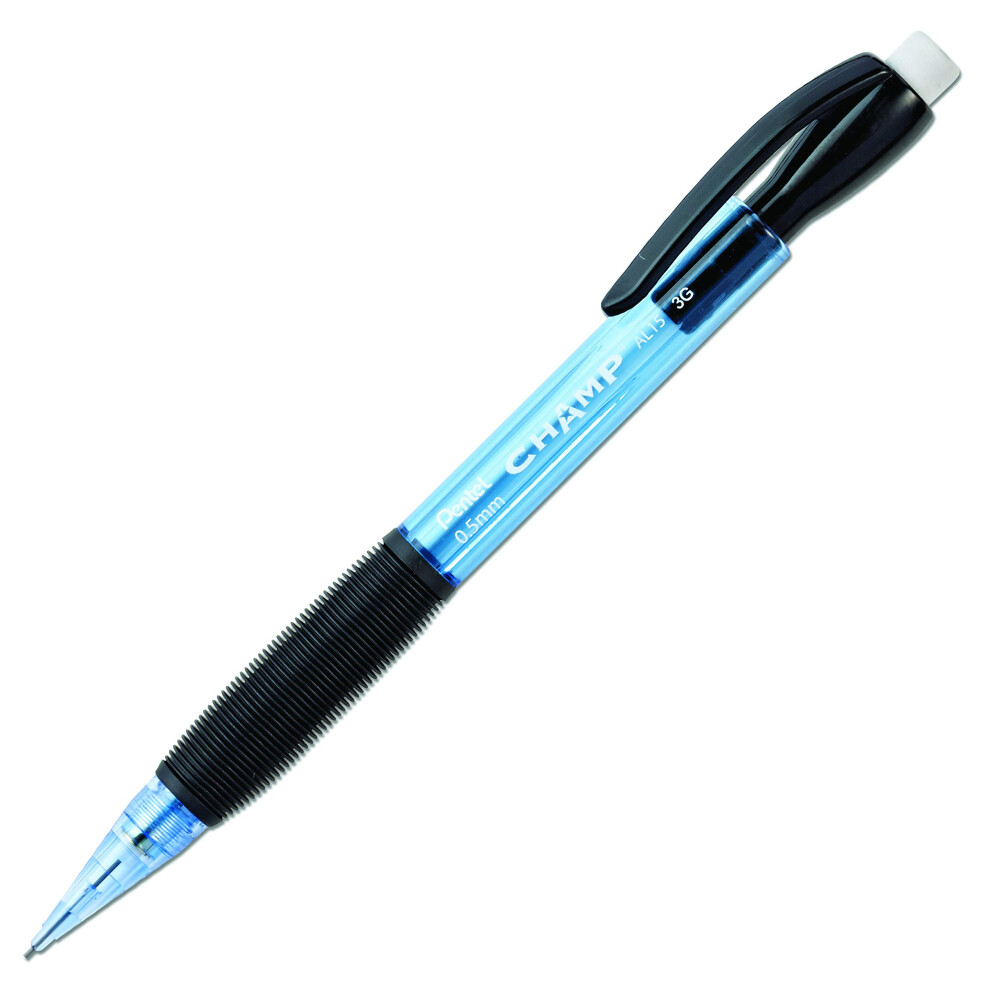 Pentel Champ Pencil  Automatic Pencil  0.5mm Lead Size  Blue Barrel  Box of 12 (AL15C)