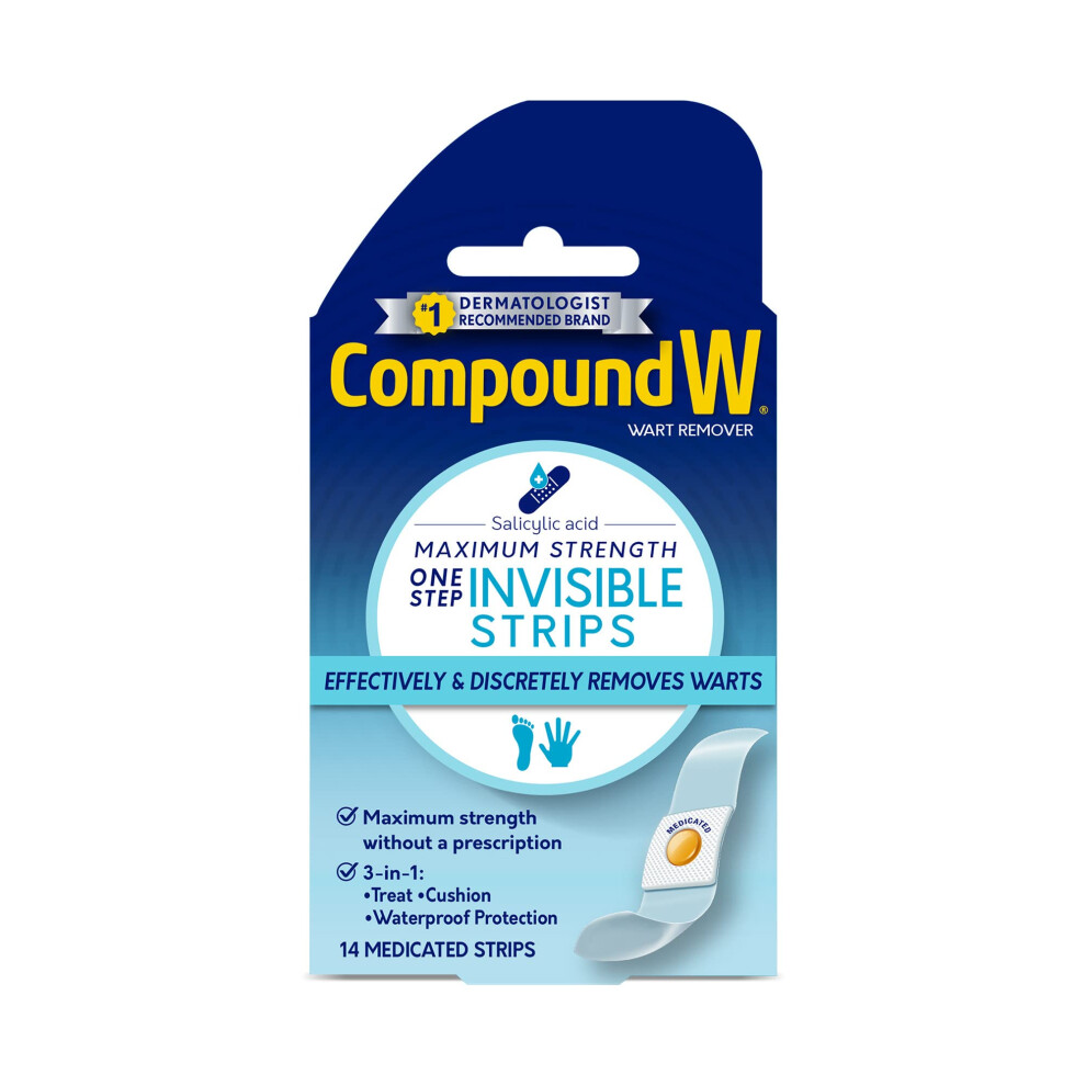 Compound W Maximum Strength One Step Invisible Wart Remover Strips 14 Ct