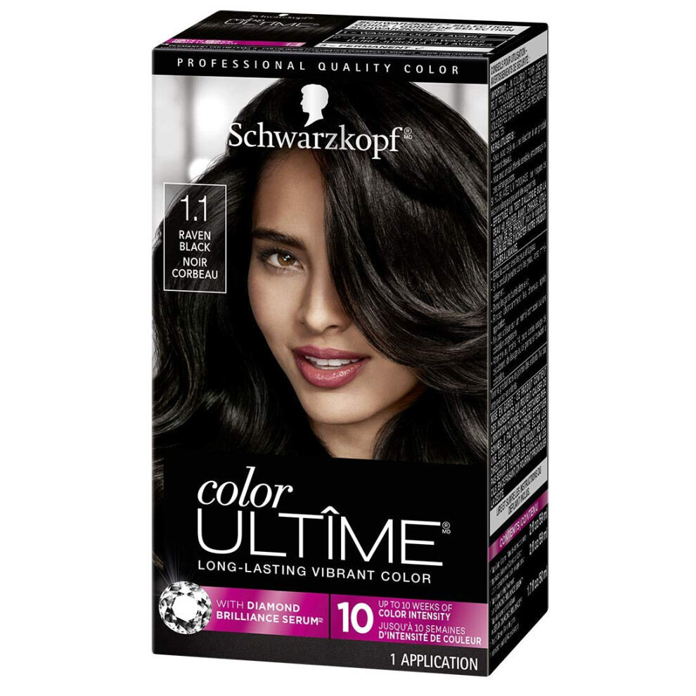 Schwarzkopf Color Ultime Hair Color  1.1 Raven Black  1 Application - Permanent Black Hair Dye for Vivid Color Intensity and Fade-Resistant Shine up t