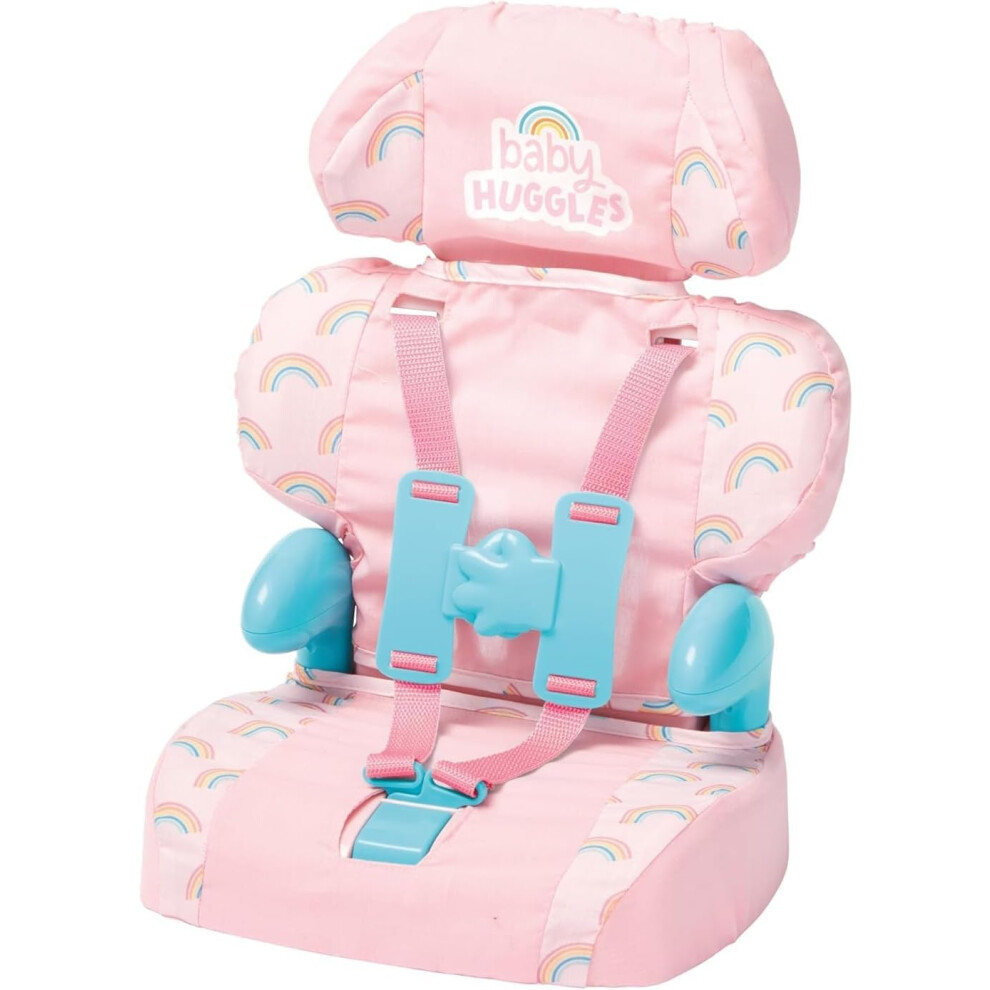 Casdon Baby Huggles Toys - Pink Booster Seat - Car Seat For Dolls with Adjustable Headrest & Buckles - Fits Dolls Sizes Up to 14"" - Suitable for Pres