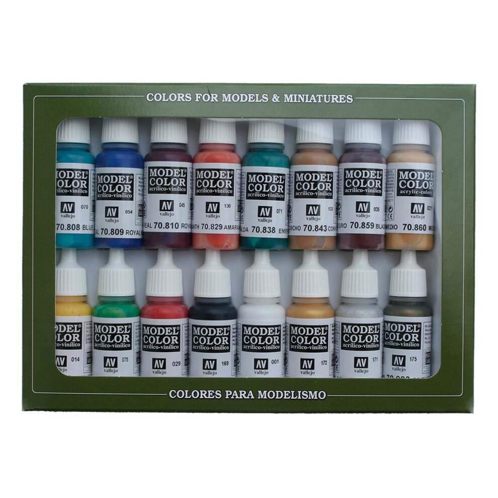 Vallejo Medieval Colors Acrylic Paint Set  17ml  0.57 Fl Oz (Pack of 16)  Blue Green