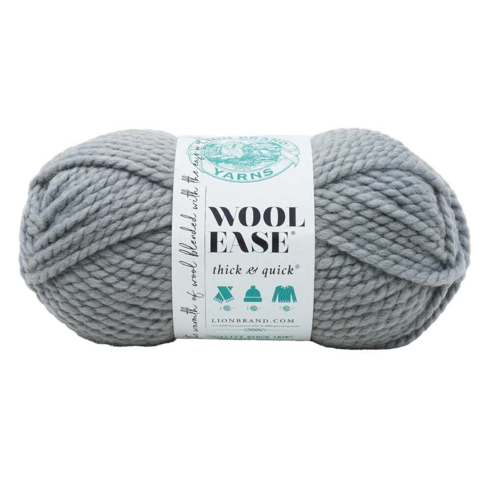 (1 Skein) Lion Brand Yarn Wool-Ease Thick & Quick Bulky Yarn  Slate