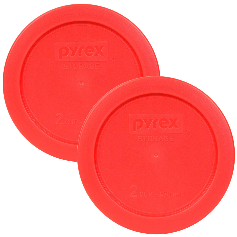 Pyrex 7200-PC 2-Cup Red Replacement Food Storage Lids - 2 Pack Made in the USA