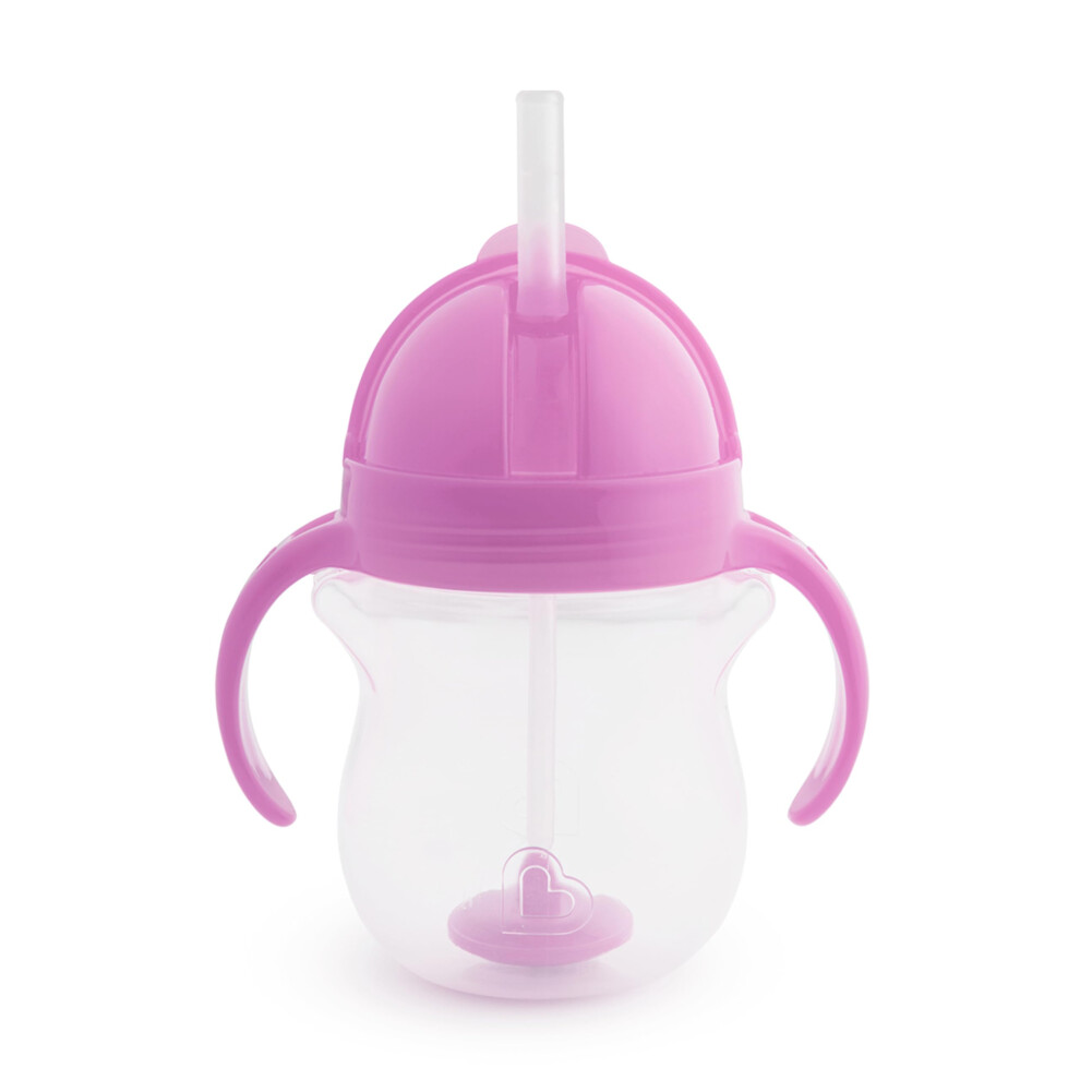 Munchkin Any Angle Weighted Straw Trainer Sippy Cup with Click Lock Spill Proof Lid  7 Ounce  Purple