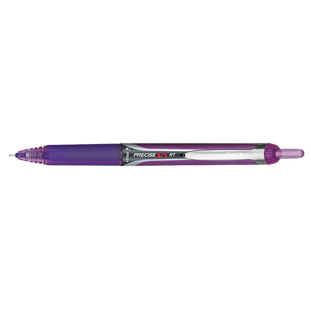 PILOT CORP OF AMERICA 26066 Precise V5RT Retractable Roller Ball Pen  Purple Ink  .5mm; 12 Total