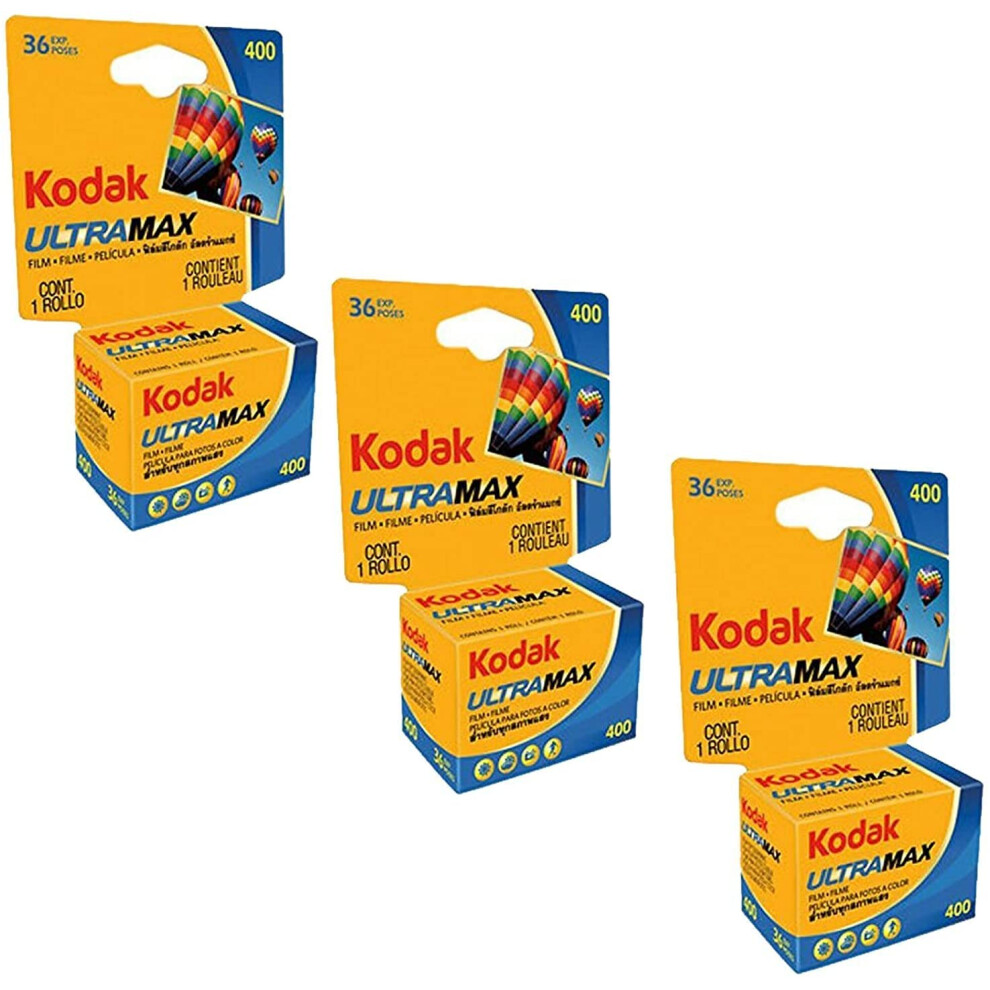 Kodak Ultramax 400 Color Print Film 36 Exp. 35mm DX 400 135-36 (108 Pics) (Pack of 3)  Basic