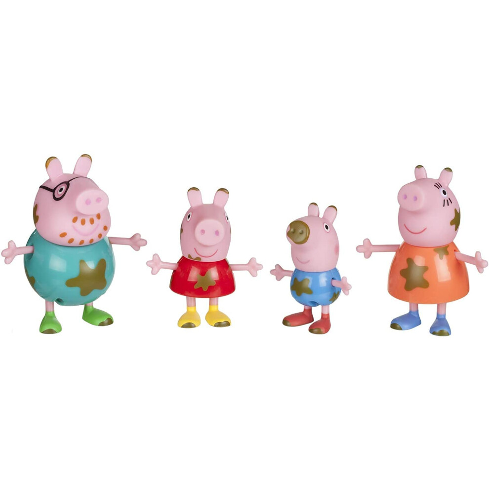 Peppa Pig Muddy Puddles Family 4-Figure Pack - Includes Peppa  George  Mummy & Daddy Pig - Toy Gift for Kids - Ages 3+