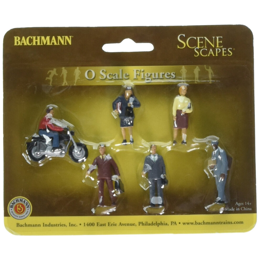 Bachmann Trains - FIGURES - CITY PEOPLE with MOTORCYCLE (7pcs/pk) - O Scale