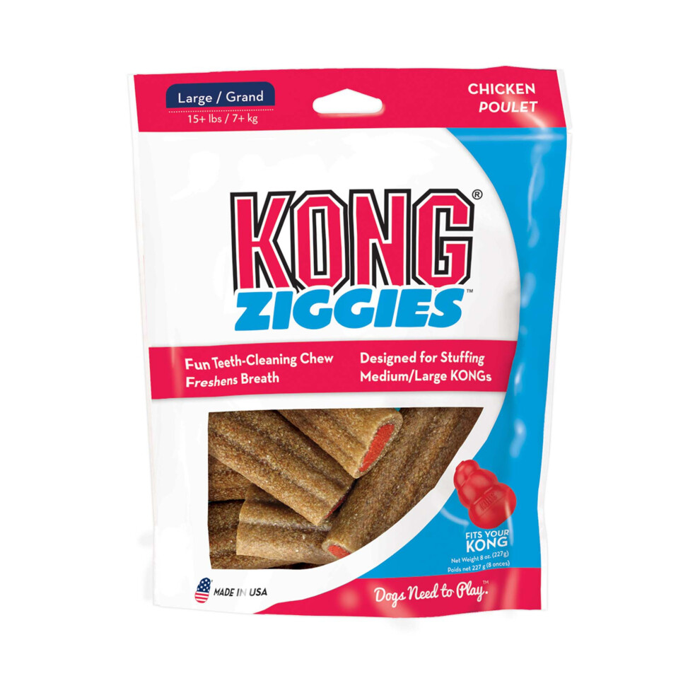 KONG - Ziggies - Teeth Cleaning Dog Treats - Chicken Flavor - Large (Best Used Classic Rubber Toys)