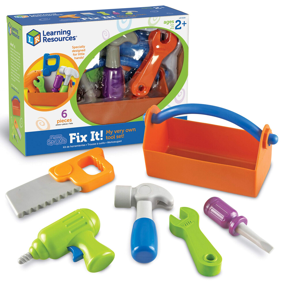 Learning Resources New Sprouts Fix It!  Fine Motor  Pretend Play Toy Tool Set  6 Piece  Ages 2+