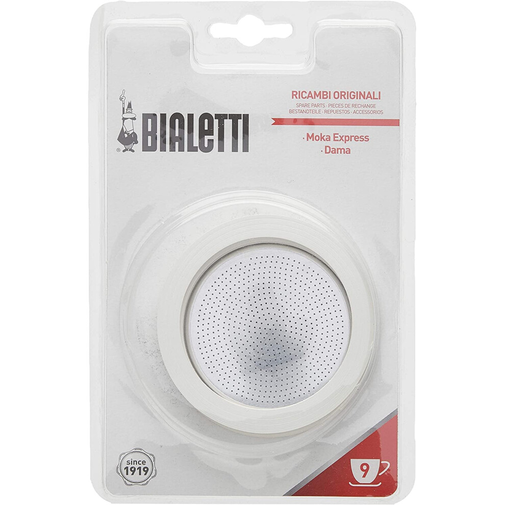 Bialetti Replacement Gaskets And Filter For 9 Cup Stovetop Espresso Coffee Makers