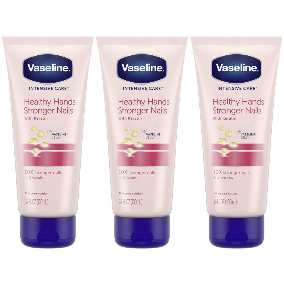 Vaseline Intensive Care Healthy Hands Stronger Nails Lotion with Keratin  Vitamin E  Moisturize Skin & Cuticles  Unscented Lotion  3.4 Fl Oz (Pack of