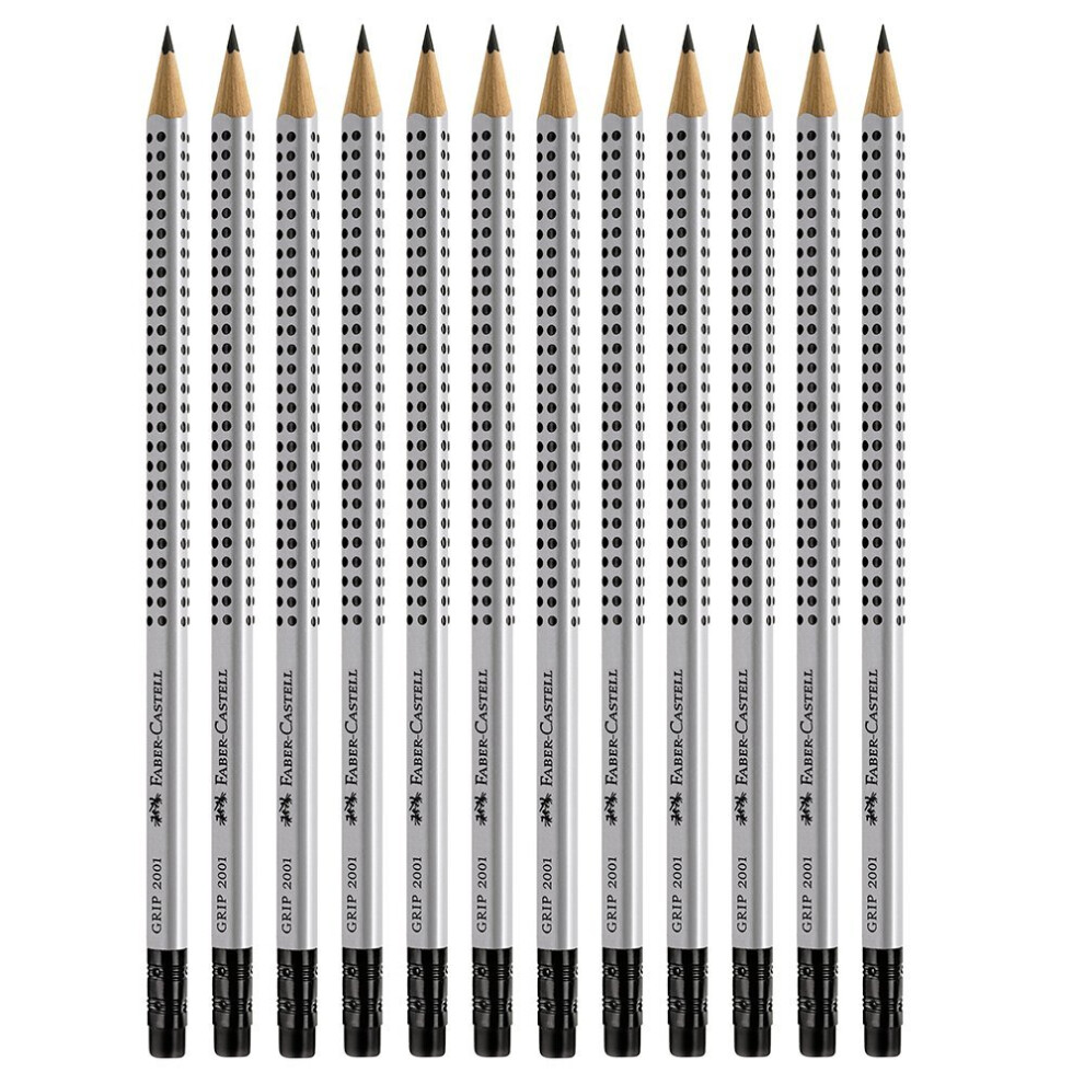 Faber-Castell Grip Graphite EcoPencils with Eraser - 12 Count - No. 2.5 Multi  8 mm