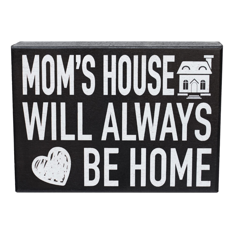 Jennygems Mom's House Will Always Be Home-Bord, Sentimentele Cadeaus Voor Moeders Van Kinderen, Houten Wandkunst Voor Woondecoratie, Zwart-Wit Handgem-image