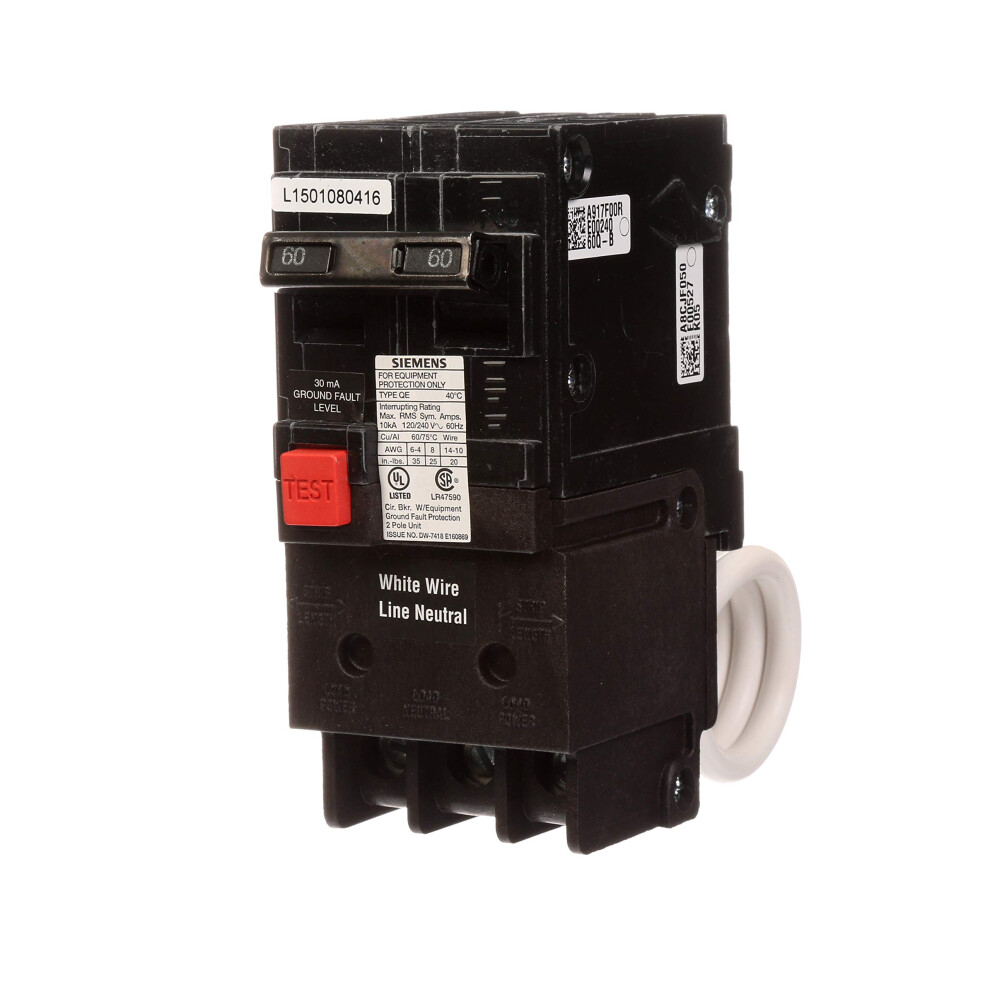 QE260 60-Amp Double Pole 240-Volt Ground Fault Equipment Protection Circuit Breaker