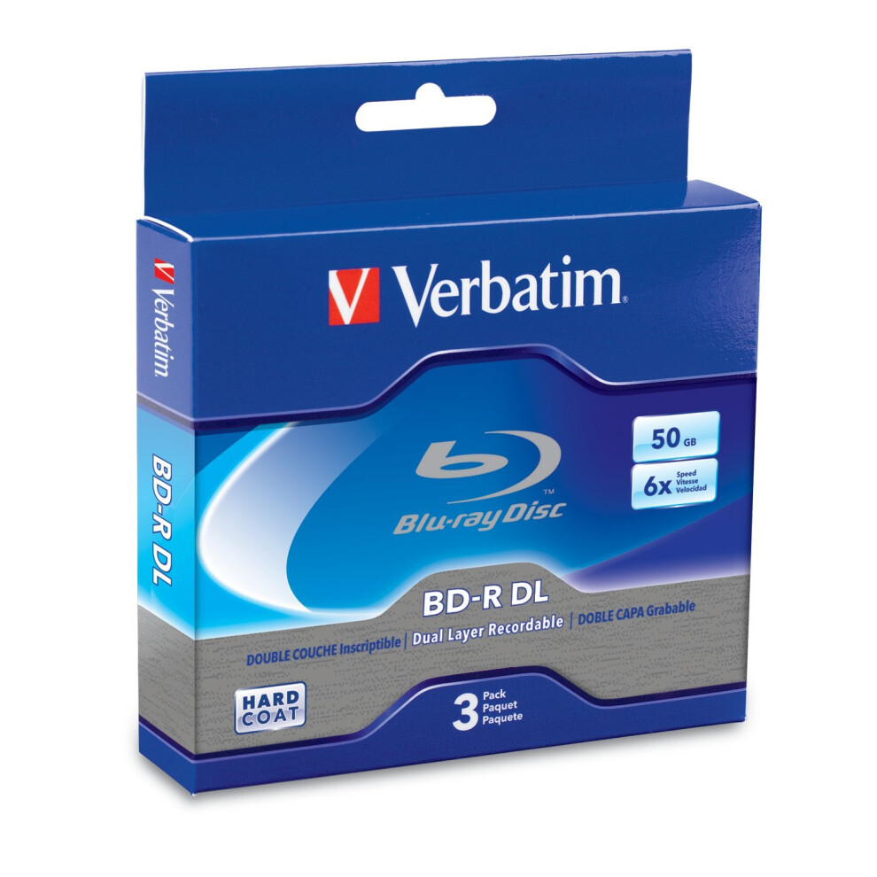 Verbatim BD-R 50GB 6X Blu-ray Recordable Media Disc - 3 Disc Jewel Case Box - 97237