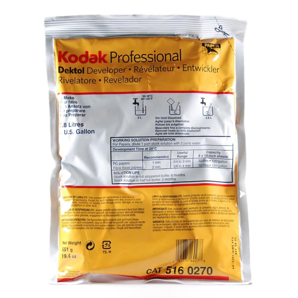 Kodak Professional Dektol Paper Developer | Powder - To Make 1 Gallon